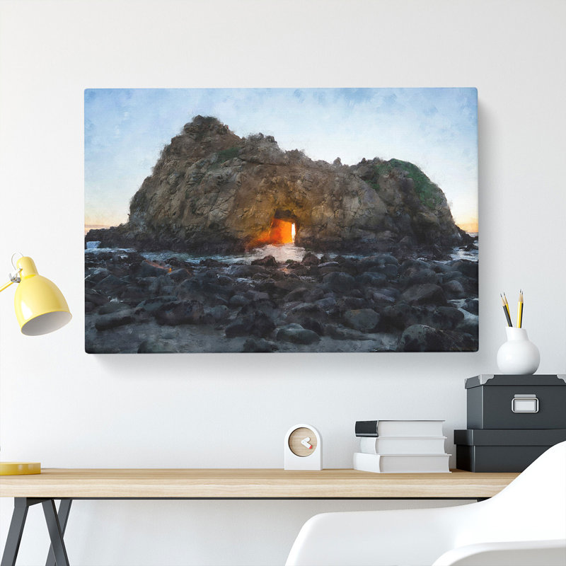Sunset Through The Rock In California - Wrapped Canvas Print, 35cm H x 50cm W x 3cm D