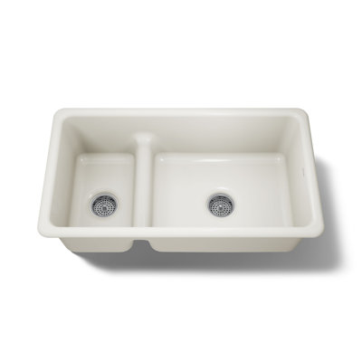 Iron Tones 33" L x 18.75" W Large/Medium Double-Bowl Kitchen Sink
