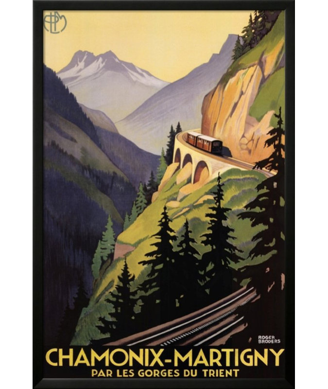 Chamonix-Martigny, affiche vintage encadrée