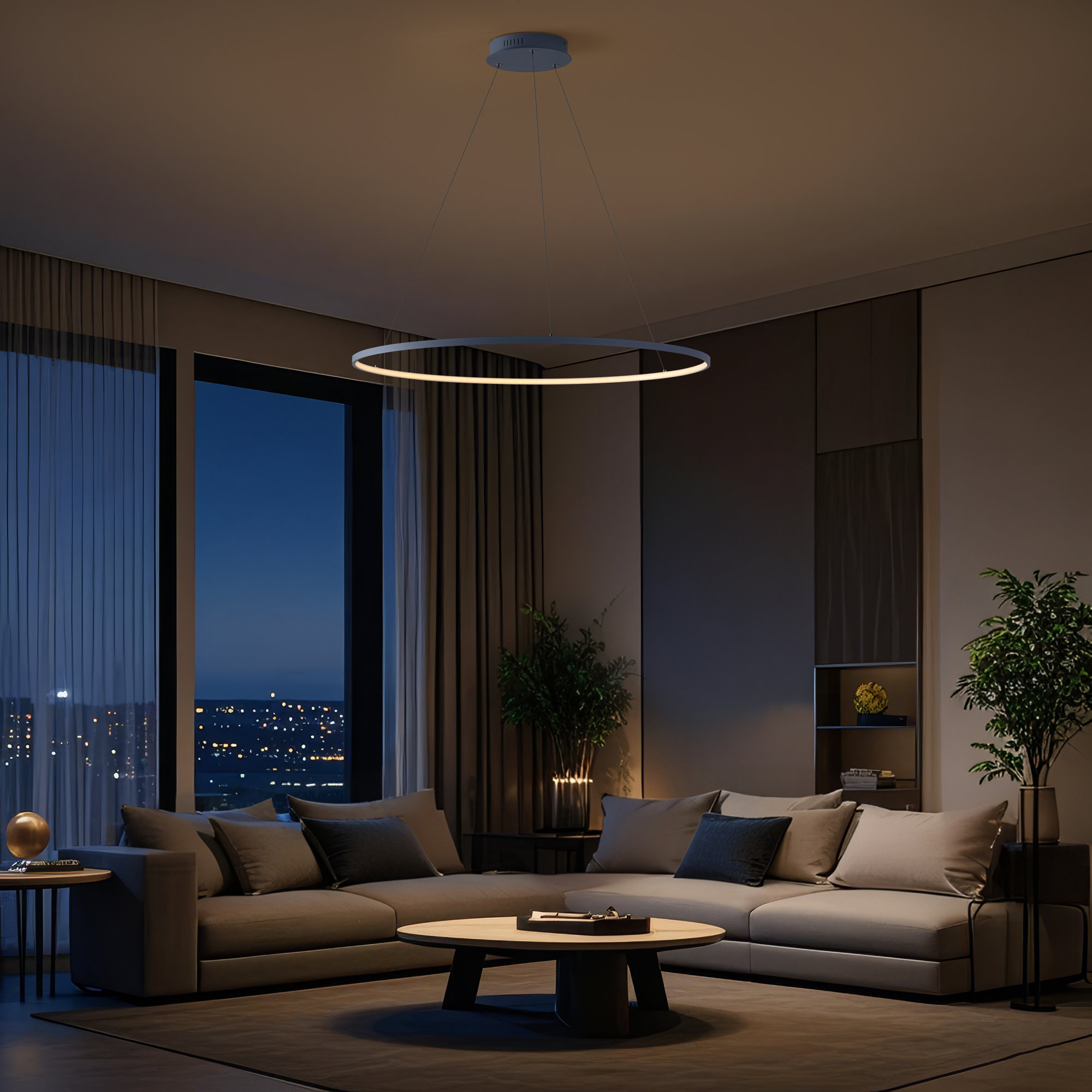 Odin Single Light Dimmable LED Pendant, Blue, 0.75" H x 34.88" W x 34.88" D