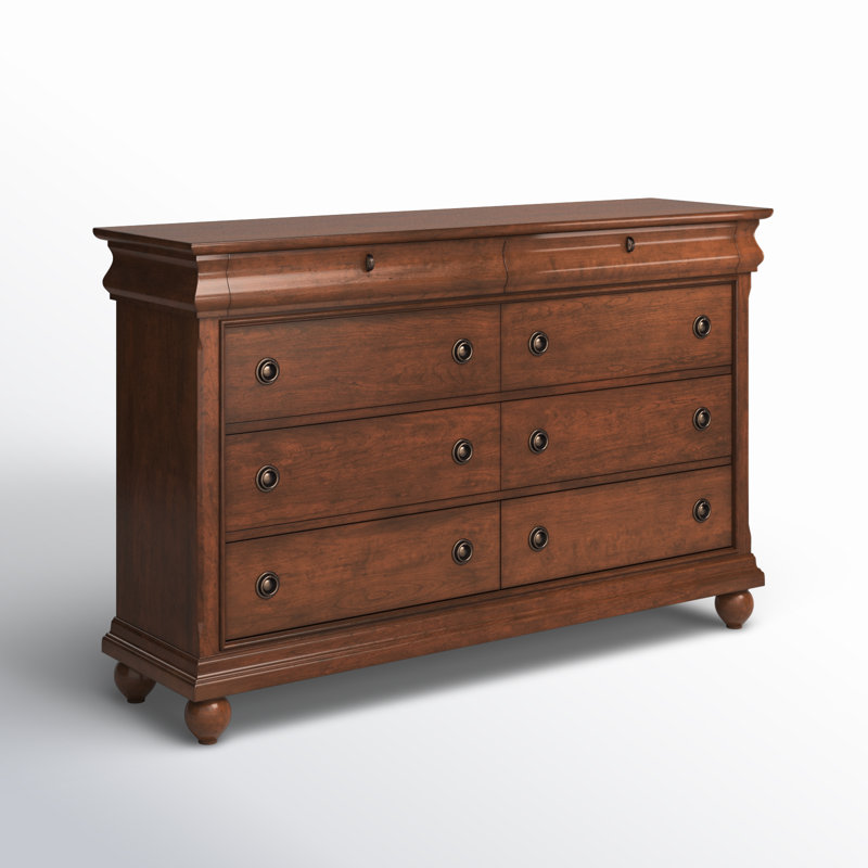 Lenny 64" W 8-Drawer Dresser, Rustic Cherry