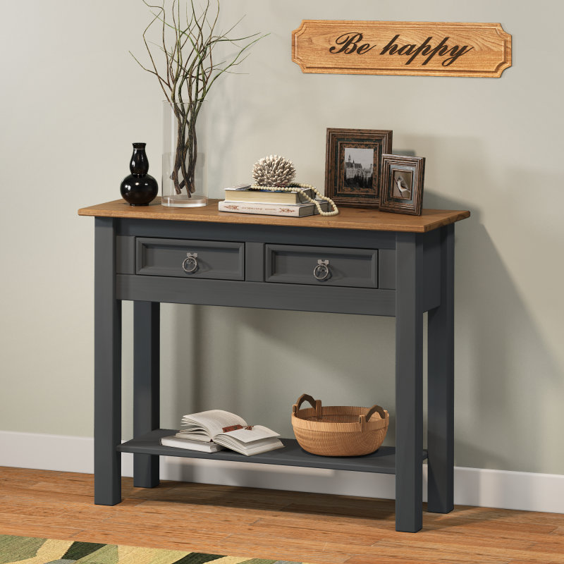Palmea 88cm Solid Wood Console Table, Dark Grey