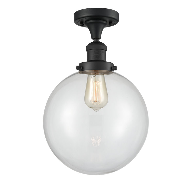Plafonnier semi-encastré 10 po Zarmayr, Noir mat, Transparent, Ampoule DEL 6 watts Vinage
