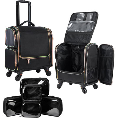 Trousse de train roulant, trousse de maquillage professionnelle, sac de rangement pour maquillage