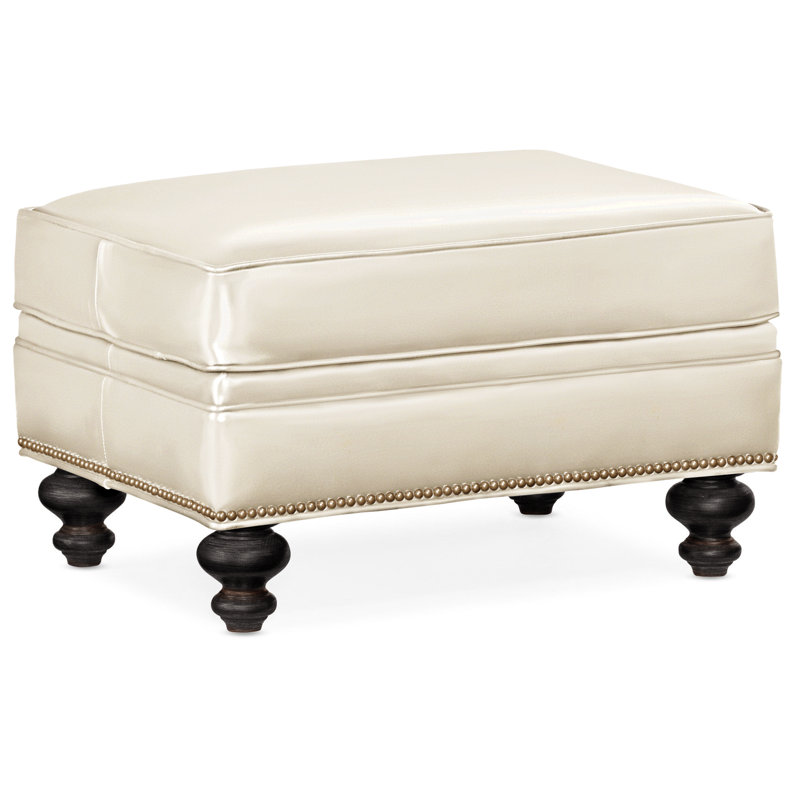 Repose-pieds rectangulaire en cuir véritable 26 "West, Cuir véritable Outsider Raven, Plantation, Naturel