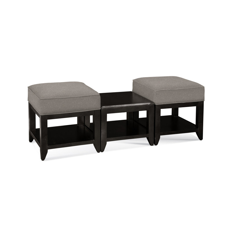 Elements Upholstered Cube Ottoman, Antique Black, Beige Performance Fabric; 0851-73