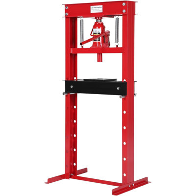 Heavy Duty H-Frame Hydraulic Shop Press - Adjustable Height Benchtop - Pneumatic Compatible - Includes 2 Stamping Plates - for Garage, Workshop, Bearing & U-Joint Installation