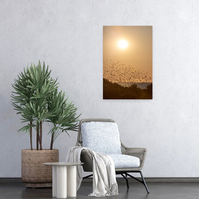 Art contemporain, paysage contemporain abstrait, oiseau, H 24 po x l 16 po