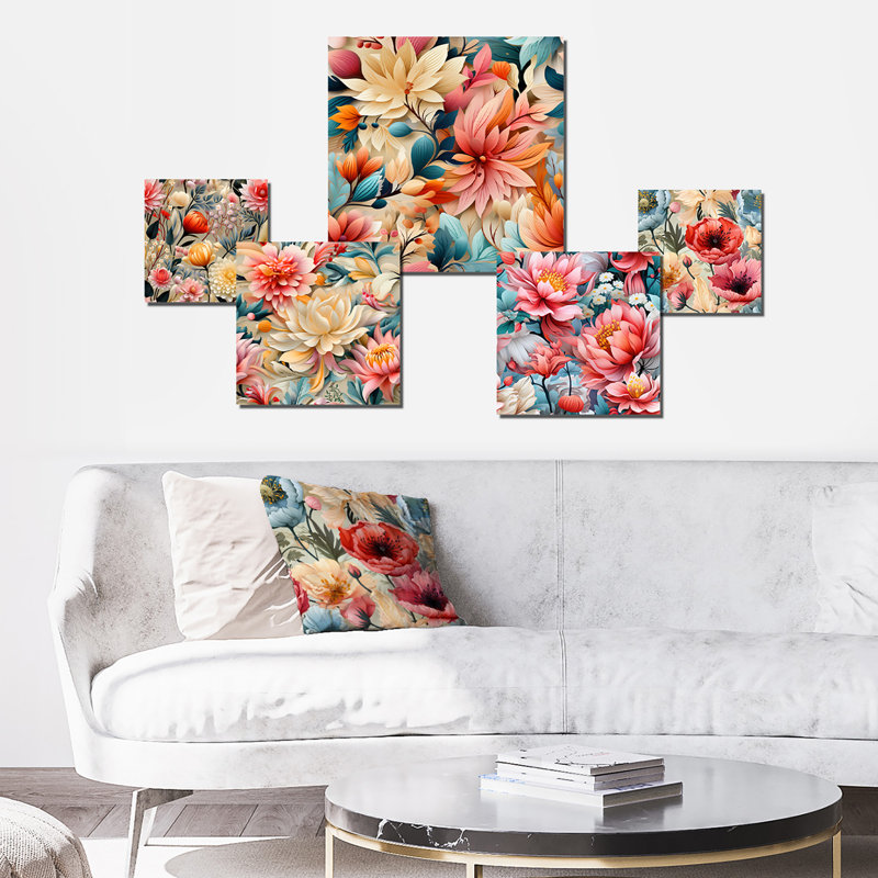 Thornaby - ensemble d'art mural floral de 5