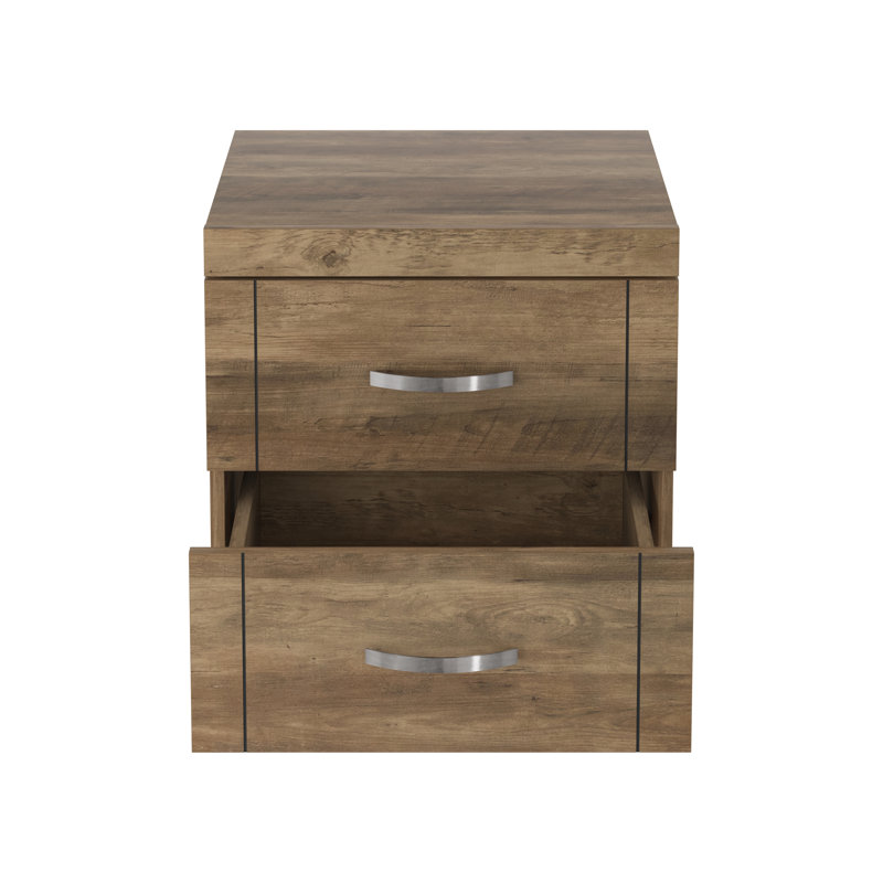 Avigail 20.31" 2 Drawer Nightstand, Knotty Oak, Individual