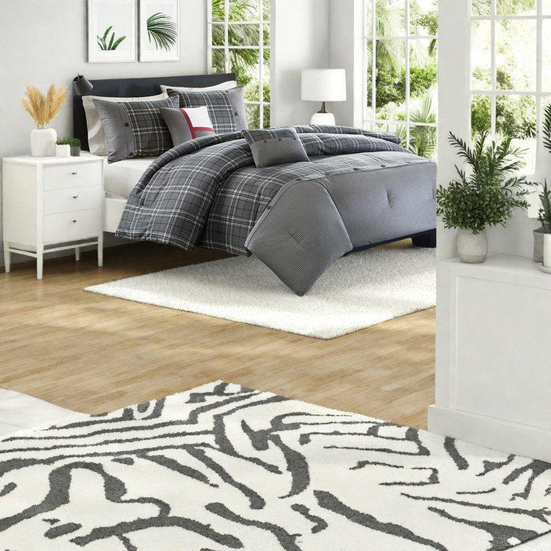 Ensemble de literie moderne à carreaux, polyester, multicolore, décoration intérieure