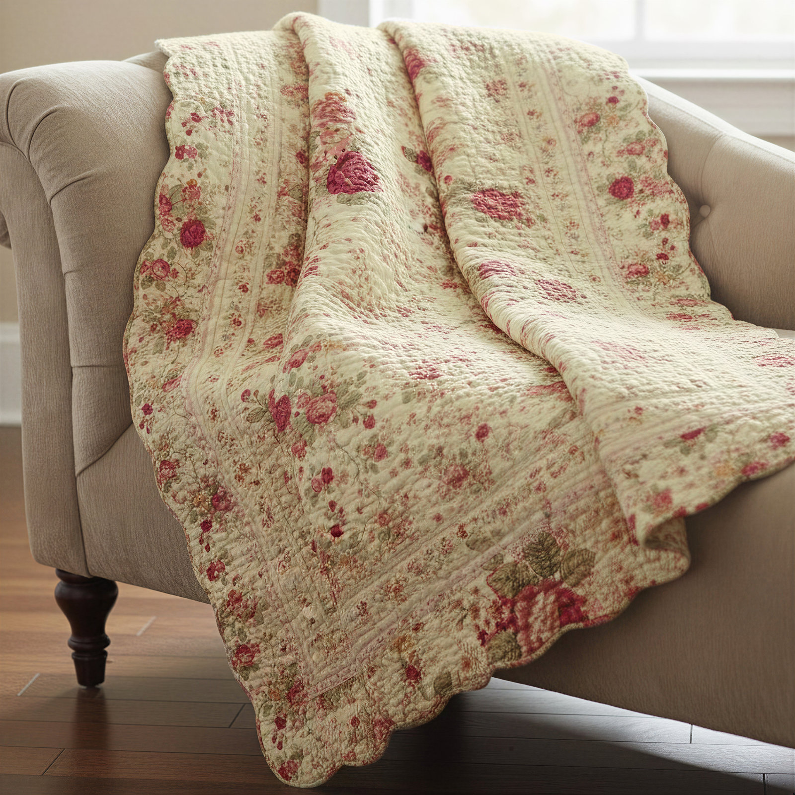 Antique Cotton Throw Blanket, Ecru