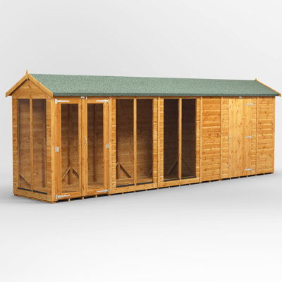 Powersheds 20 x 4ft Timber Tongue & Groove Apex Summerhouse Combi (includes 6ft Side Store)