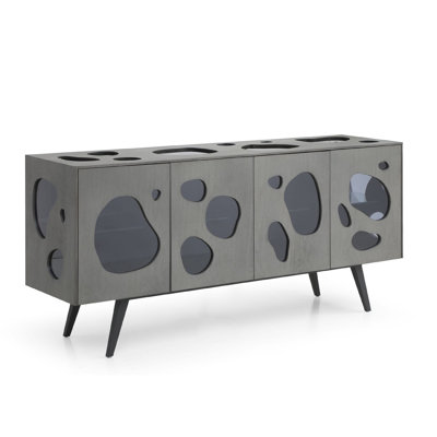 Cid Fono Buffet, 71 Inch, Contemporary Gray Retro Art Design