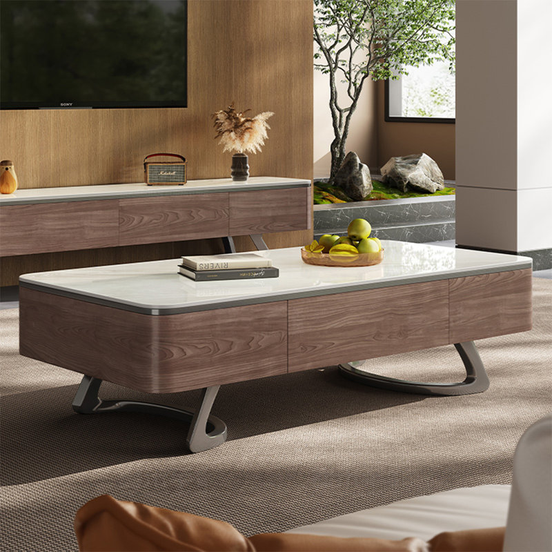 Light luxury rectangular rock table, 17.7" H x 47.2" L x 27.6" W