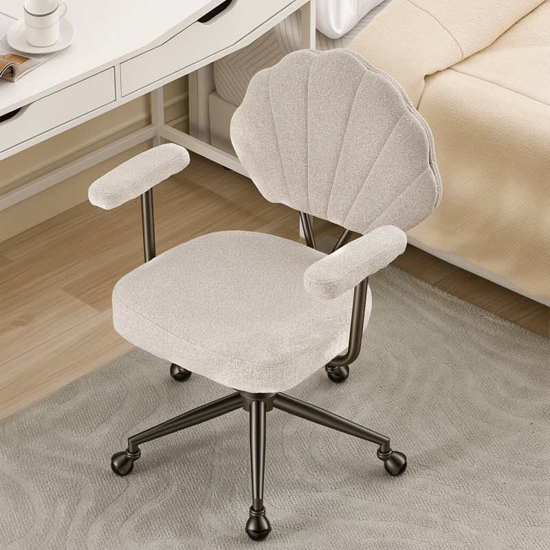 Chaise de bureau moderne rembourrée, chaise de bureau à dossier coquille, chaise de bureau pivotante réglable, Khaki