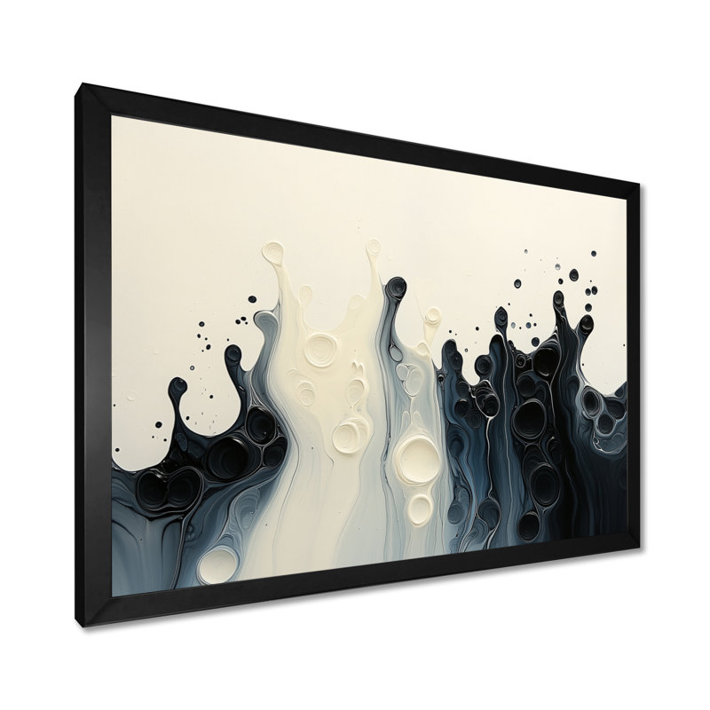 «Drip Paint Wave», rythmique, éclaboussures de sérénité, Reproduction encadrée d'une seule photo, Noir, H 12 po x l 20 po