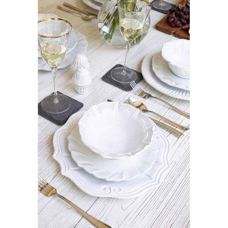 White Handcrafted Ceramic Ruffle Salad Plate