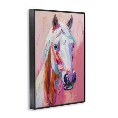 Visage de cheval sur giclée rose par Petal Prints Design