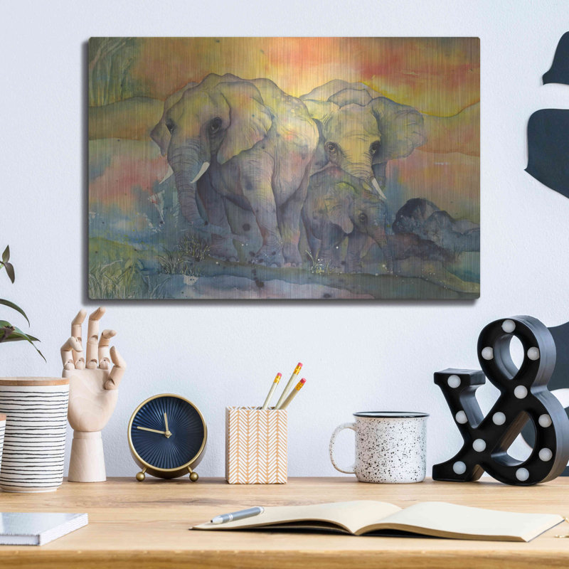 «Elephants Crop» par Chris Paschke sur métal, H 12 po x l 16 po