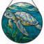 Panneau de vitrail de tortue de mer 12 "H 12"-1063013449
