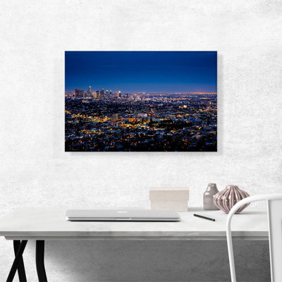 Los Angeles Skyline at Night - reproduction de photo sur toile tendue