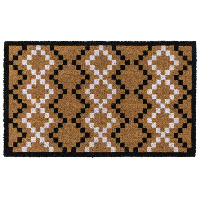 Latex Backed Eco-Friendly Coir Doormat Diamond Pixel - 45x75cm approx. - Natural