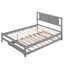 Lit plateforme double avec lit gigogne gris mobile - Matériau réglable en bois de pin robuste
