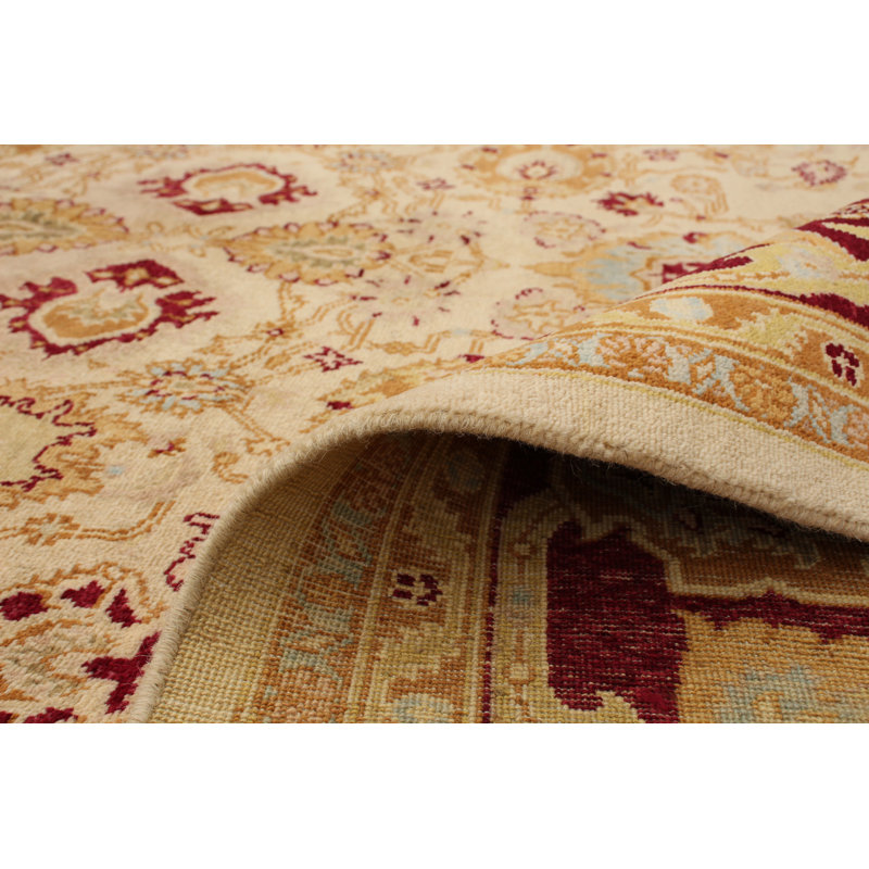 Rangement à la main one-of-kind-noué la 2010 ushak bourgogne/crème 6 pi 1 po x 9 pi, surface en laine 4 po tapis Oidipous