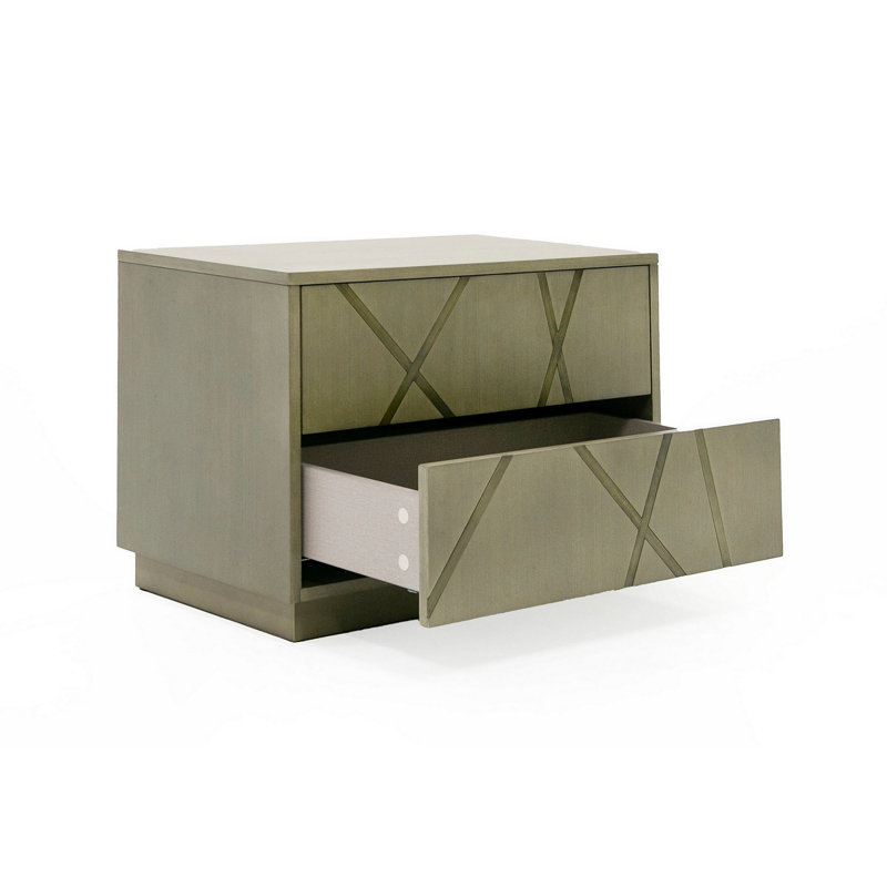 Table de chevet 2 tiroirs en bronze