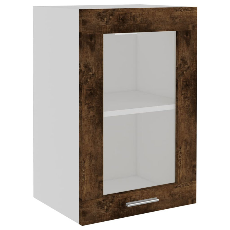 Kuper Hanging Glass Cabinet Lyon 40x31x60 cm Engineered Wood, Smoked Oak