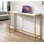 Console étroite avec prises et ports USB, table de canapé en marbre avec structure en métal, table d'entrée pour le salon et le couloir