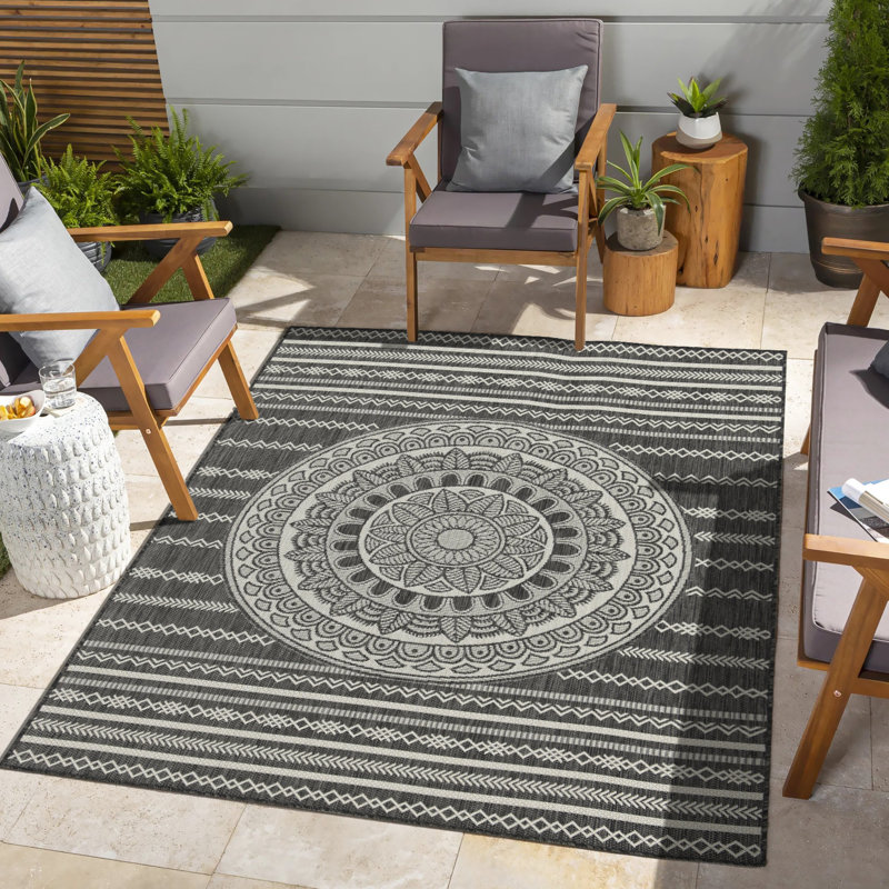 Tapis anthracite Gchar2017 - 2 pi 7 po X 3 polypropylène, teint, pour chasser les décorations à l'extérieur