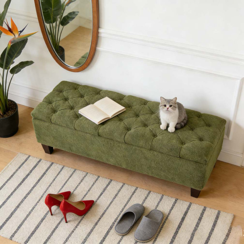 Bench with Storage, Green
