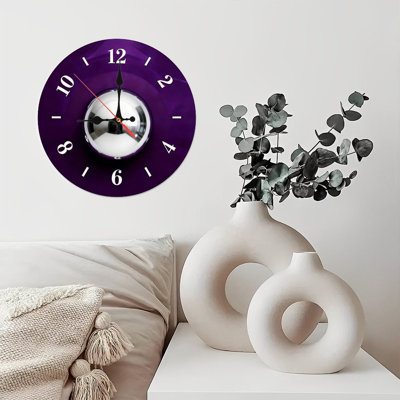 Horloge murale ronde en bois 10 po, mouvement à quartz silencieux, imprimé UV, à piles