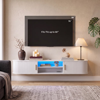 70" Floating TV Stand for TVs Up to 80", Fluted Entertainment Center