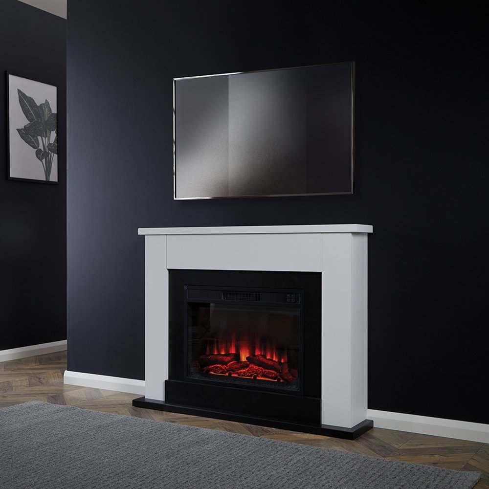Suncrest Ryedale Electric Fireplace Suite - White/Black - 2kW - Image 3