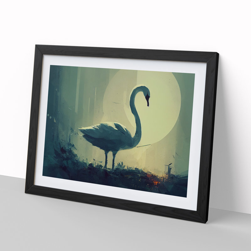 Swan Art Painting Vol.2 - Single Picture Frame Painting, Black Framed, 46cm H x 64cm W x 2cm D