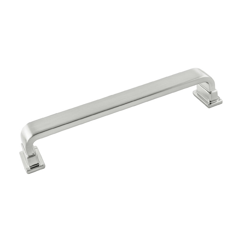 Brighton Collection Handle Pull - Cabinet Pull - Farmhouse Hardware for Drawers & Cabinets, Satin Nickel, 6-5/16"