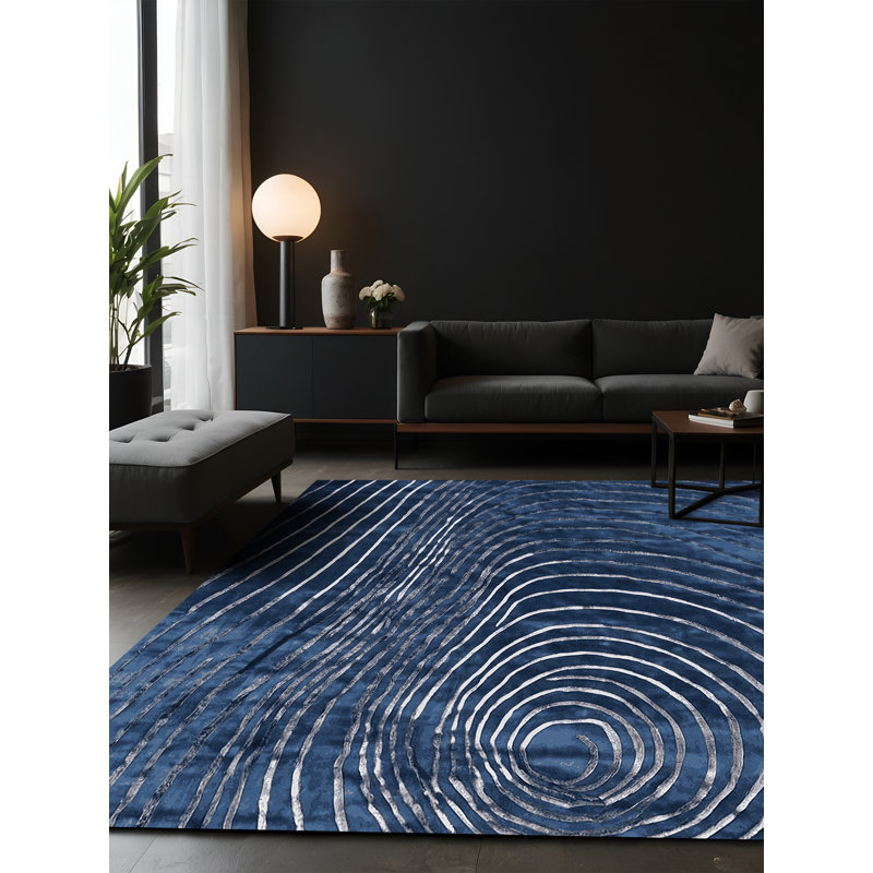 Tapis gris soyeux et moelleux, Carré 8 pi