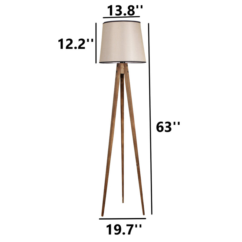 Maquan 62.99'' Tripod Floor Lamp, Natural, Beige