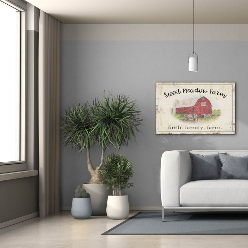 «Sweet Meadow Farm A» par Jean Plout, art mural sur toile, H 26 po x l 40 po x P 1,5 po