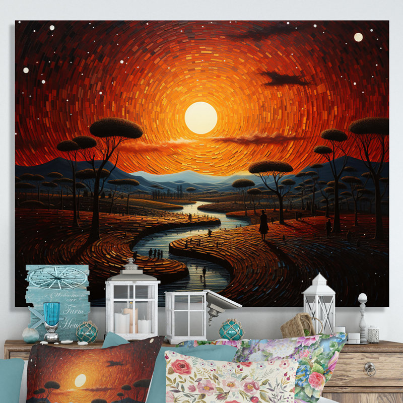 «African Tribal Sunset V», reproduction sur toile, H 12 po x l 20 po x P 1 po, Toile tendue