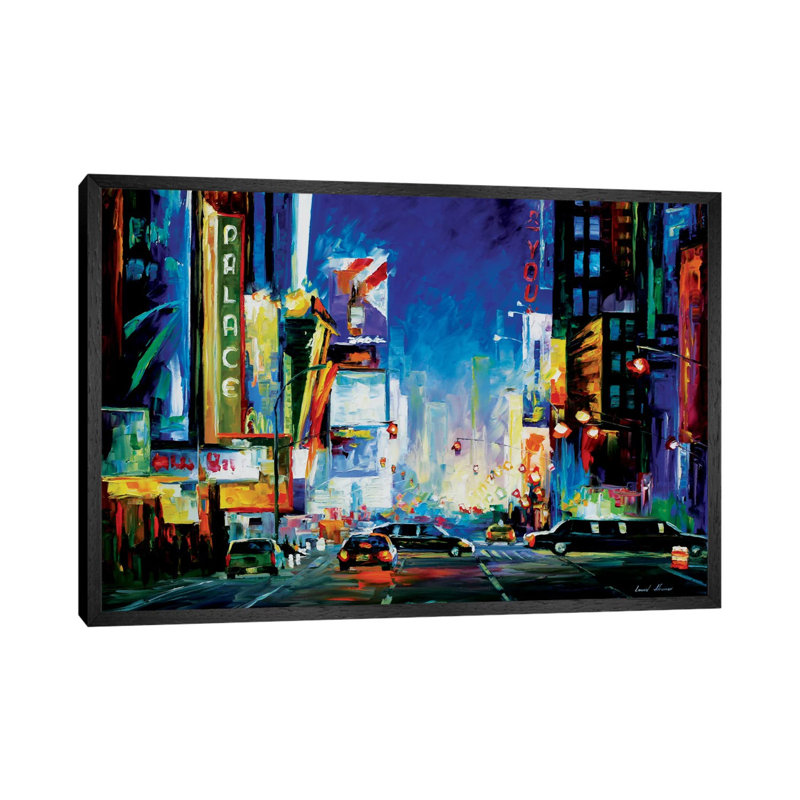 Broadway by Leonid Afremov - Painting on Canvas, Black Framed Canvas, 101.6 cm H x 66.04 cm W