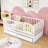 Wooden Floor Bed with Guardrails and 2 Drawers-93548539-93548536