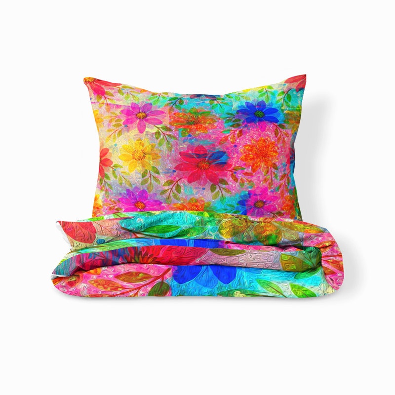 Floral Duvet Cover, Queen Duvet Cover + 2 Shams