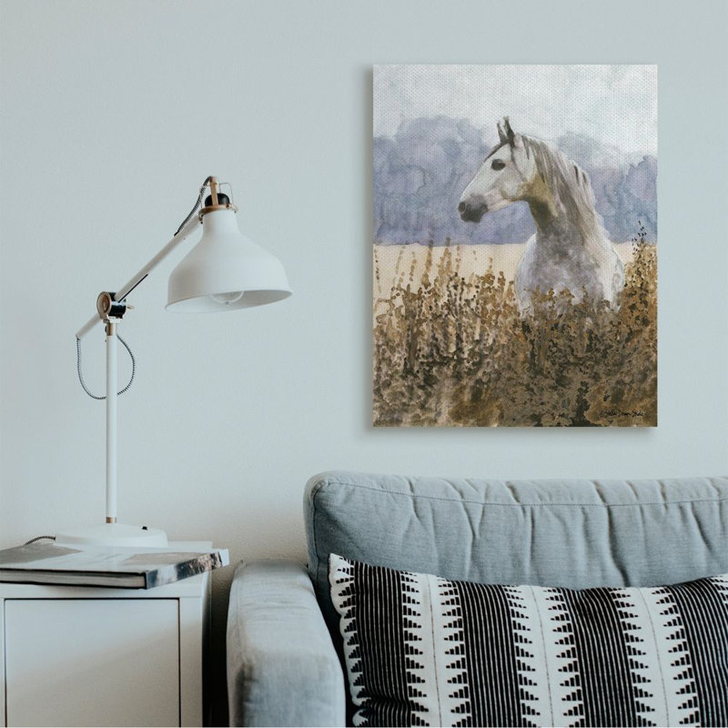 «Wild Horse in Tall Grass Side Portrait» par Stellar Design Studio - reproduction d'art, H 40 po x l 30 po x 1,5 po