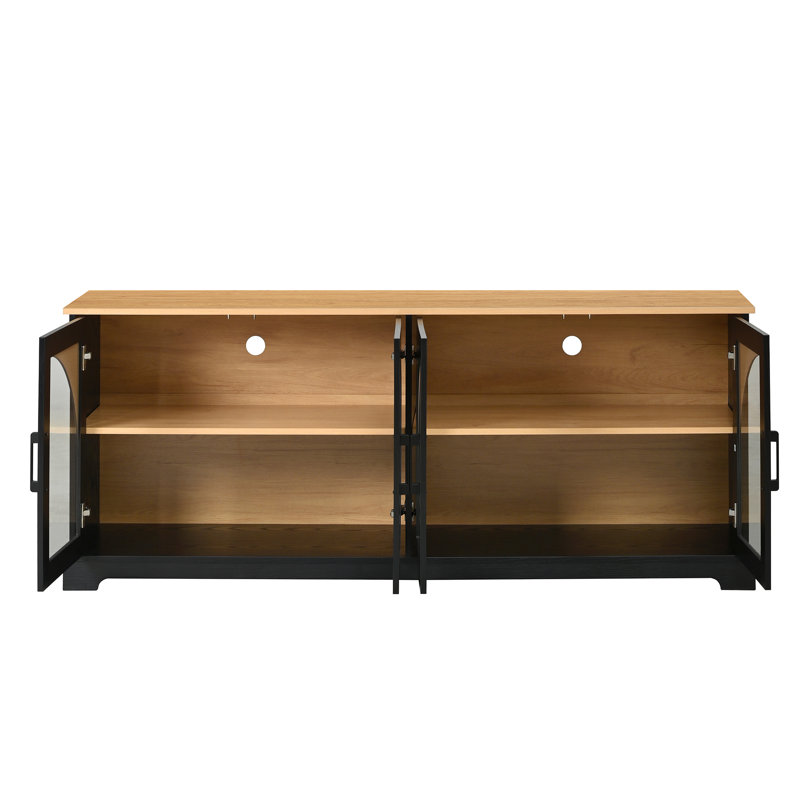 4-Doors Farmhouse Sideboard With Arched Doors, Black