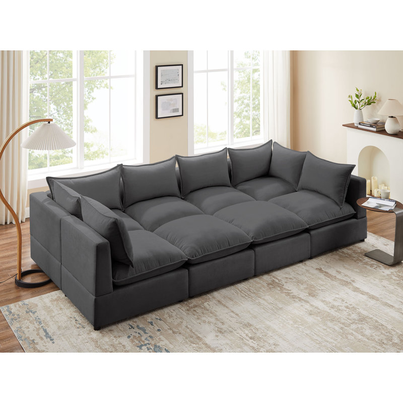 Canapé modulaire 8 pièces Yolanthe, Polyester beige