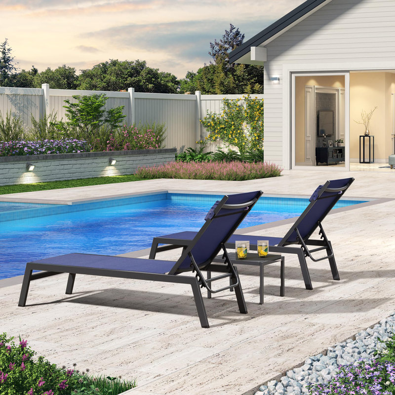 Outdoor Powder Coated Aluminum Single chaise, Blue